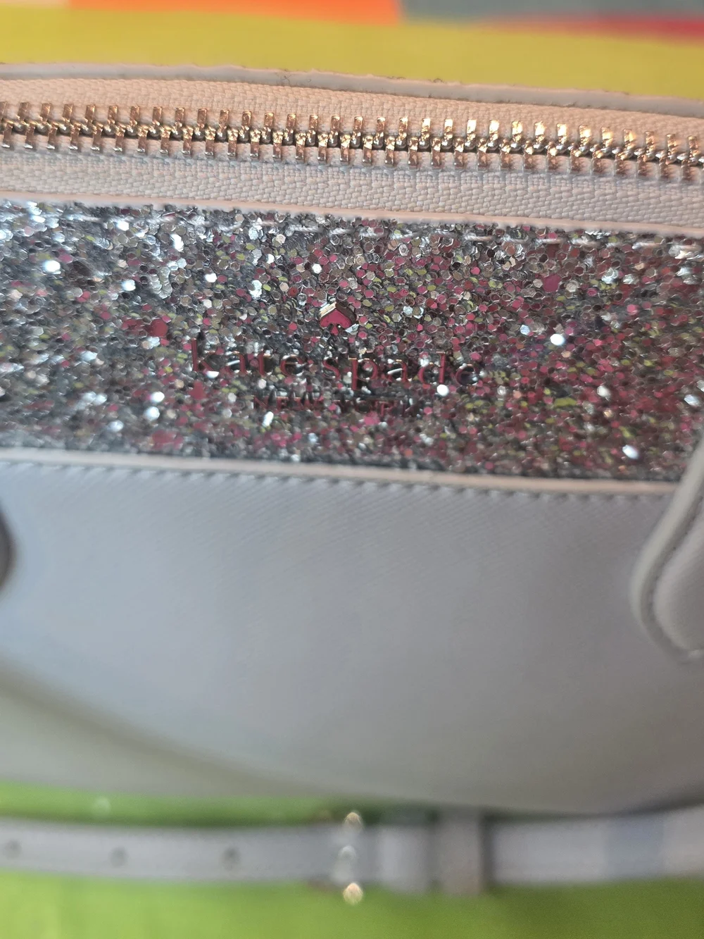 Kate Spade Flash Glitter Mixed Saffiano Satchel With Crossbody Strap Like New